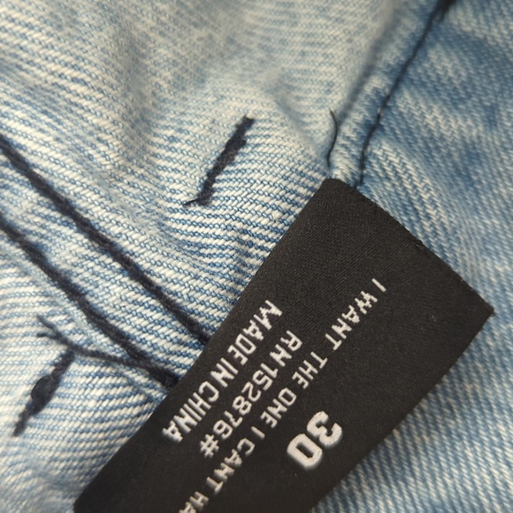 Pleasures 'Swallow' Graphic Mid Rise Straight Crop Denim Raw Hem Jeans - Picture 8 of 9